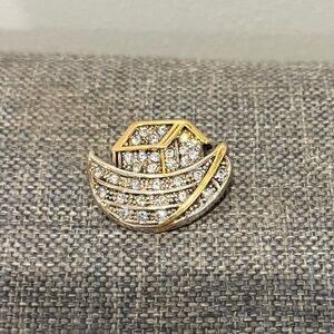 Noah’s Ark Rhinestone Pave Cluster CZ Vintage Pin Brooch Pendant Christian Bible